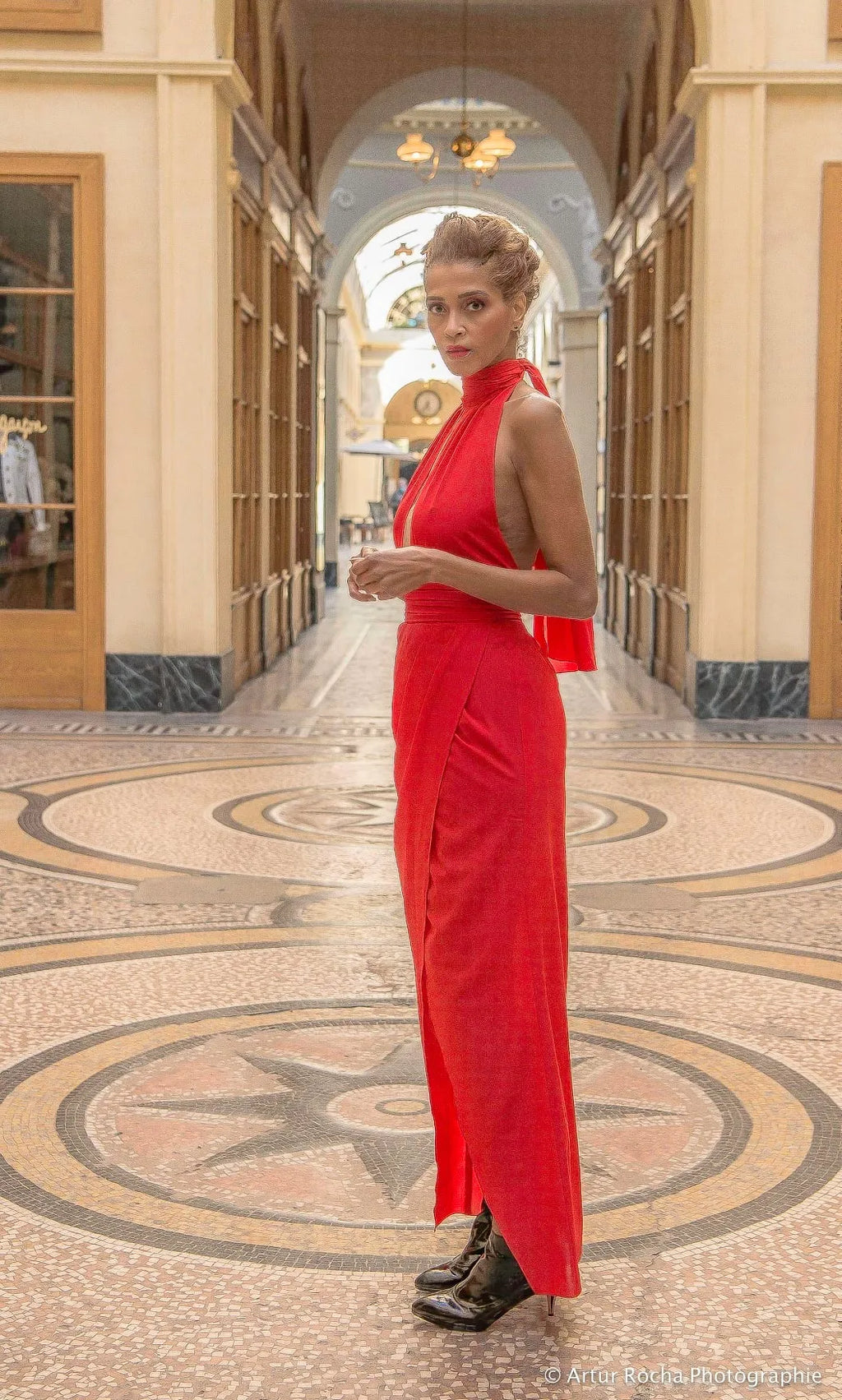 Red crêpe de chine dress - VIVIENNE