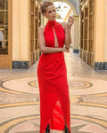 Red crêpe de chine dress - VIVIENNE