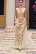 Gold glitter dress with silk trim