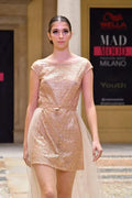 Abito glitter corto con gonnellone in tulle staccabile