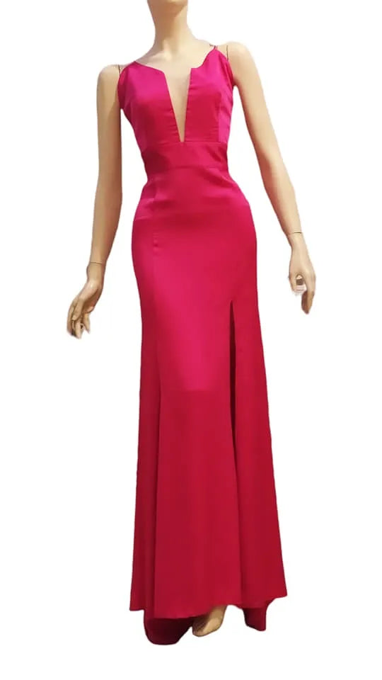 Fuchsia stretch silk cady dress