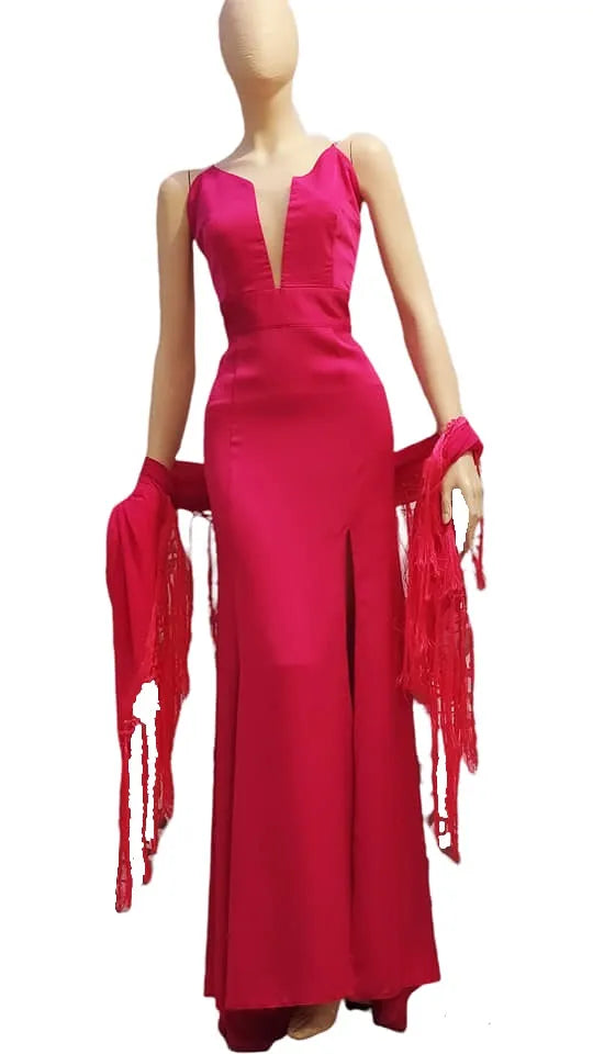 Fuchsia stretch silk cady dress