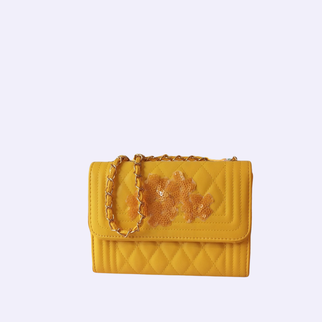 Bag yellow paillettes flower